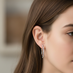 Load image into Gallery viewer, Pave and Bezel Half Hoop Earrings 925 Sterling Silver