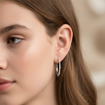 Load image into Gallery viewer, Pave and Bezel Half Hoop Earrings 925 Sterling Silver