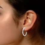 Load image into Gallery viewer, Pave and Bezel Half Hoop Earrings 925 Sterling Silver
