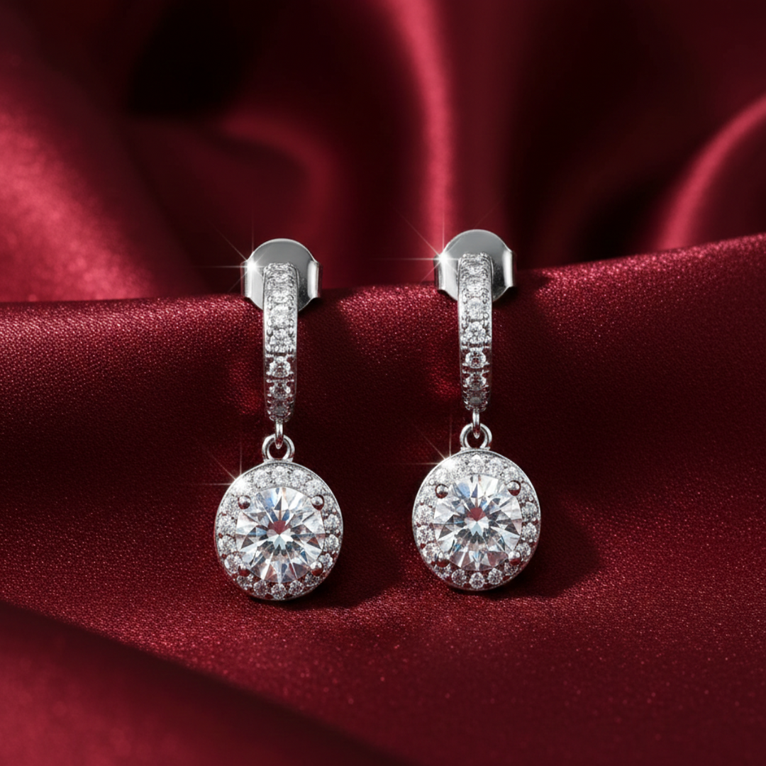 Solitaire Halo Bali 925 Silver Earrings