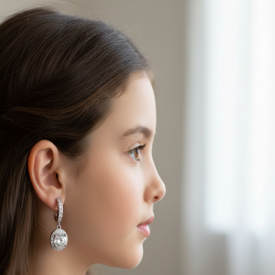 Solitaire Halo Bali 925 Silver Earrings