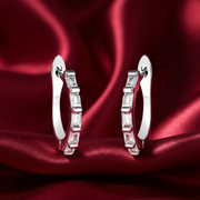 925 Sterling Silver Rhodium-Plated Silver Cubic Zirconia Classic Bali Earring