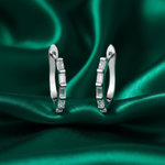 Load image into Gallery viewer, 925 Sterling Silver Rhodium-Plated Silver Cubic Zirconia Classic Bali Earring