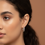 Load image into Gallery viewer, 925 Sterling Silver Rhodium-Plated Silver Cubic Zirconia Classic Bali Earring