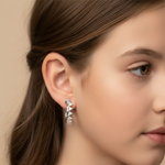 Load image into Gallery viewer, Yamini 925 Sterling Silver Cubic Zirconia Rhodium Plated Hoop Earrings