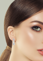 Load image into Gallery viewer, Yamini 925 Sterling Silver Cubic Zirconia Rhodium Plated Hoop Earrings
