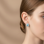 Load image into Gallery viewer, 925 Pure Sterling Silver Rhodium-Plated Contemporary Evil Eye Earring