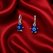 925 Pure Sterling Silver Rhodium-Plated Contemporary Evil Eye Earring