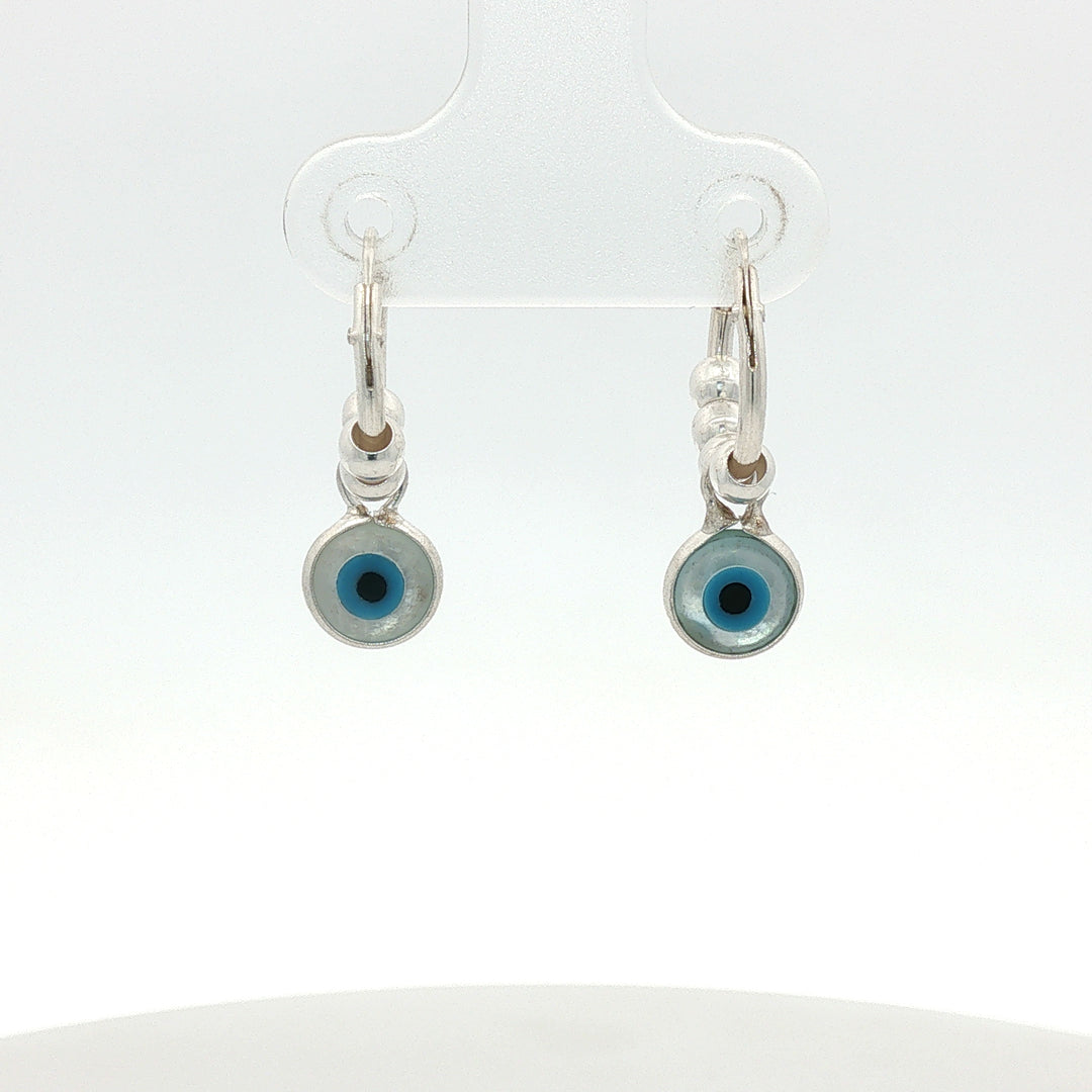 925 Pure Sterling Silver Rhodium-Plated Contemporary Evil Eye Earring