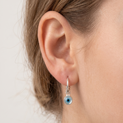 925 Pure Sterling Silver Rhodium-Plated Contemporary Evil Eye Earring