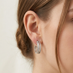 Load image into Gallery viewer, Yamini 925 Sterling Silver Cubic Zirconia Rhodium Plated Hoop Earrings