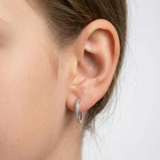 Elegant 925 Silver Hoop Earrings with Sparkling Stones