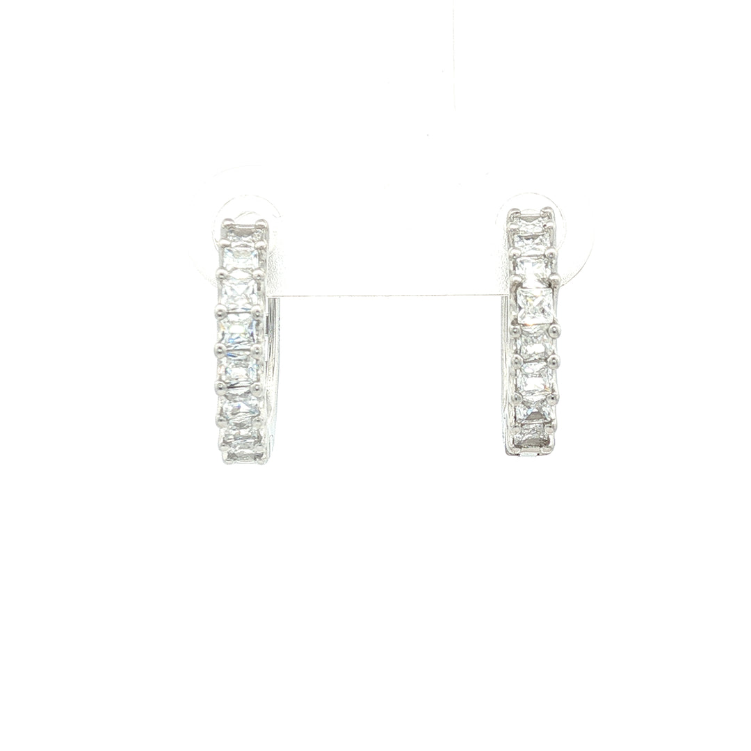 Premium 925 Sterling Silver Hoop Earrings with Crystal Accents