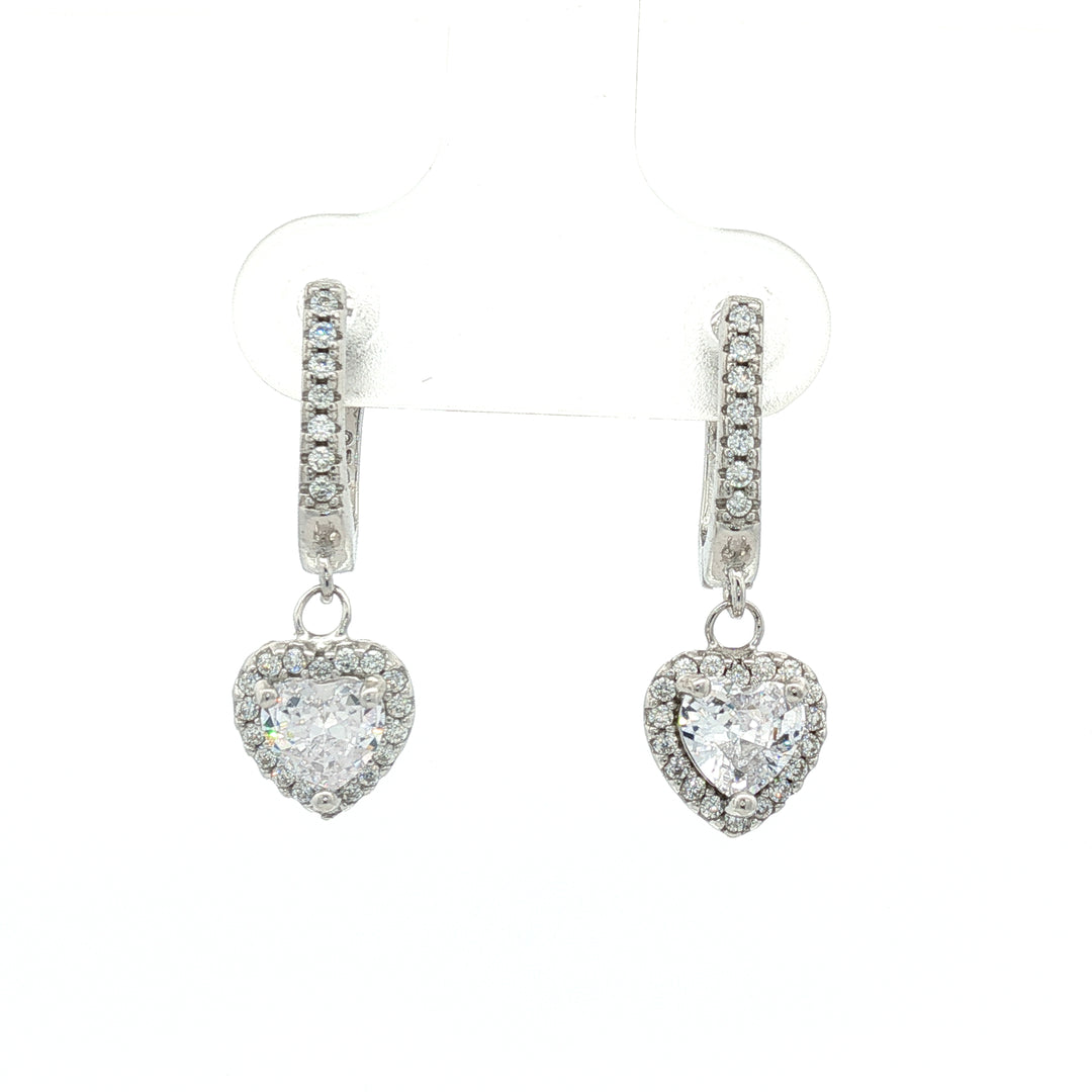 Heart Shape Hoop Earrings 925 Sterling Silver Dangler Earrings
