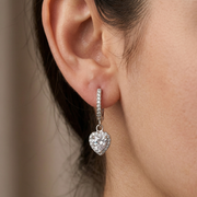 Heart Shape Hoop Earrings 925 Sterling Silver Dangler Earrings
