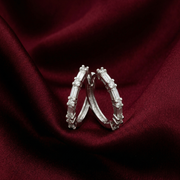 925 Sterling Silver Diamond-Style Drop Hoop Earrings
