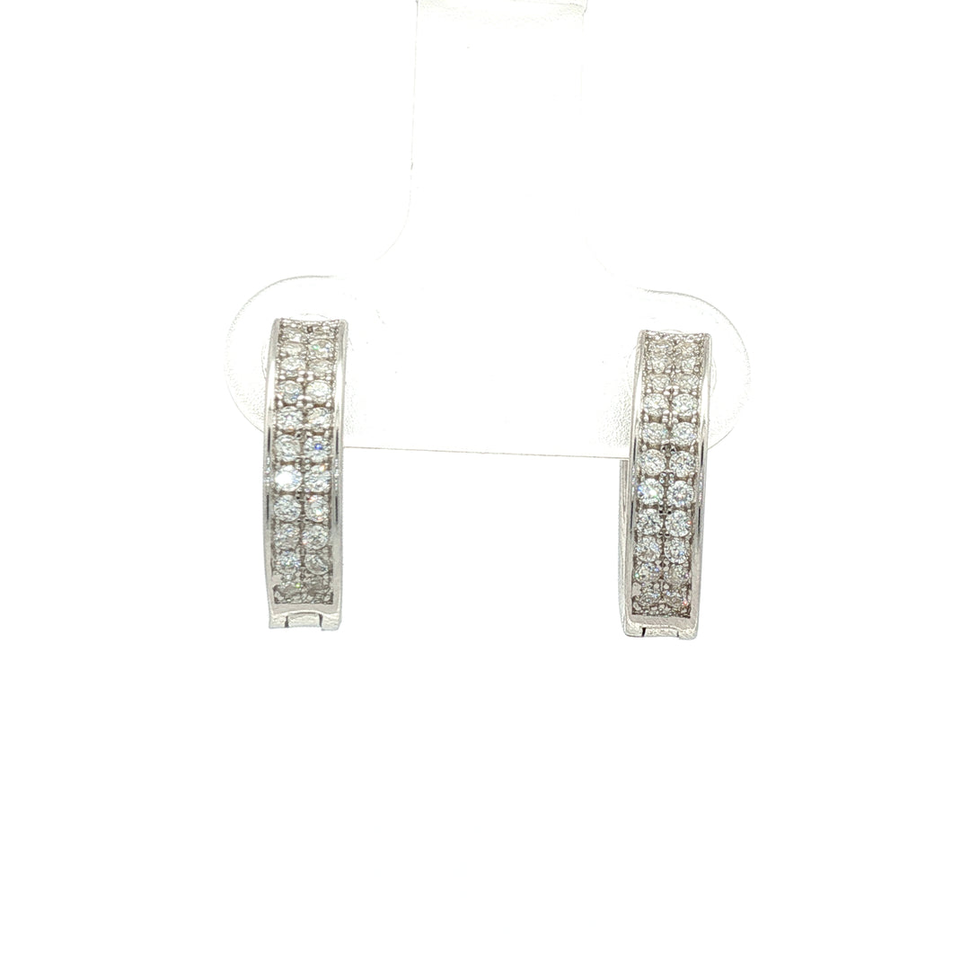Chic 925 Silver Hoop Earrings with Brilliant Cut CZ Drop