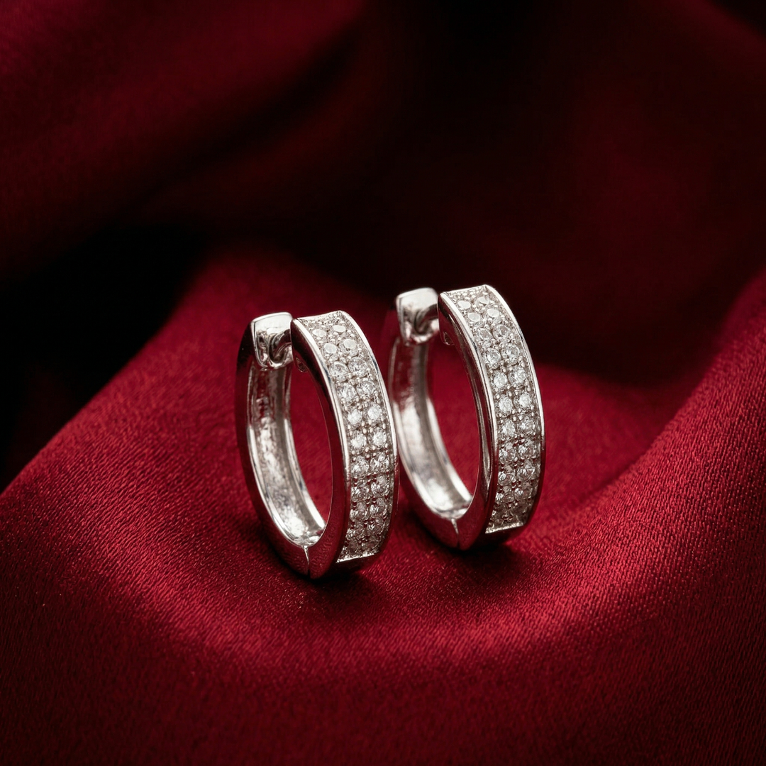 Chic 925 Silver Hoop Earrings with Brilliant Cut CZ Drop