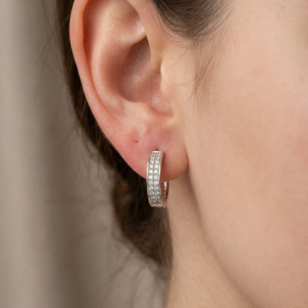 Chic 925 Silver Hoop Earrings with Brilliant Cut CZ Drop