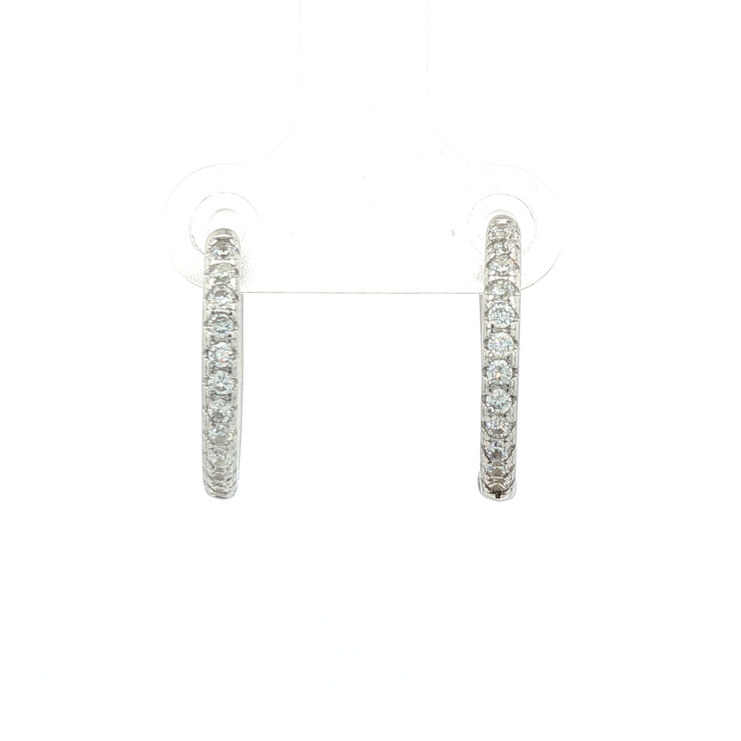 Timeless 925 Sterling Silver Sparkle Hoop Drop Earrings