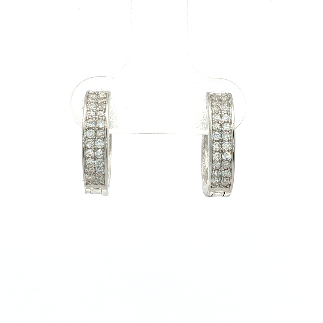 925 Sterling Silver Diamond-Style Drop Hoop Earrings