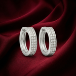 Load image into Gallery viewer, 925 Sterling Silver Diamond-Style Drop Hoop Earrings
