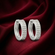 925 Sterling Silver Diamond-Style Drop Hoop Earrings