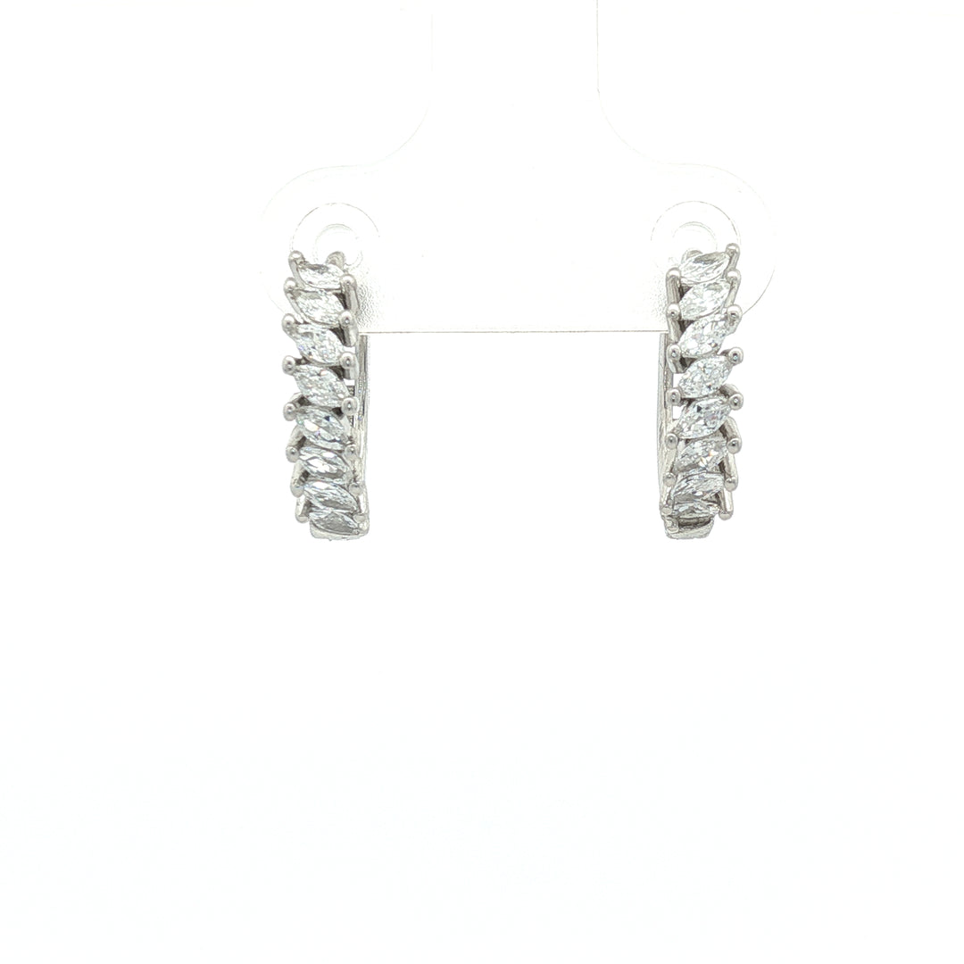 925 Sterling Silver Diamond-Style Drop Hoop Earrings