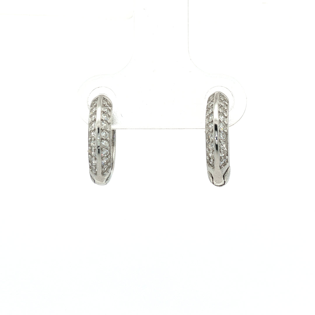 925 Sterling Silver Diamond-Style Drop Hoop Earrings