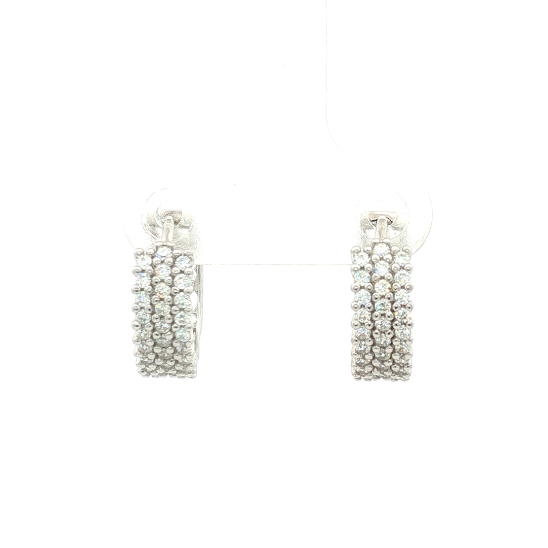 925 Sterling Silver Diamond-Style Drop Hoop Earrings