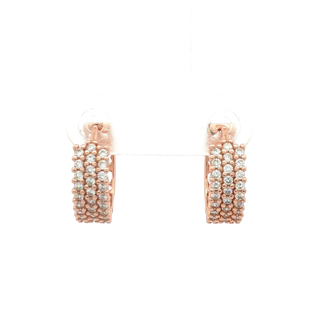 925 Sterling Silver Diamond-Style Drop Hoop Earrings
