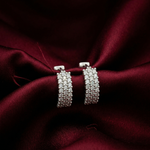 Load image into Gallery viewer, 925 Sterling Silver Diamond-Style Drop Hoop Earrings