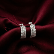 925 Sterling Silver Diamond-Style Drop Hoop Earrings