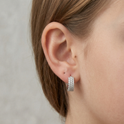 925 Sterling Silver Diamond-Style Drop Hoop Earrings