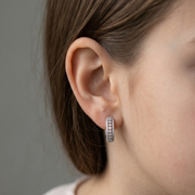 925 Sterling Silver Diamond-Style Drop Hoop Earrings