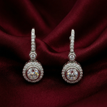 Load image into Gallery viewer, 925 Sterling Silver Diamond-Style Drop Hoop Earrings