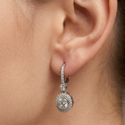 925 Sterling Silver Diamond-Style Drop Hoop Earrings