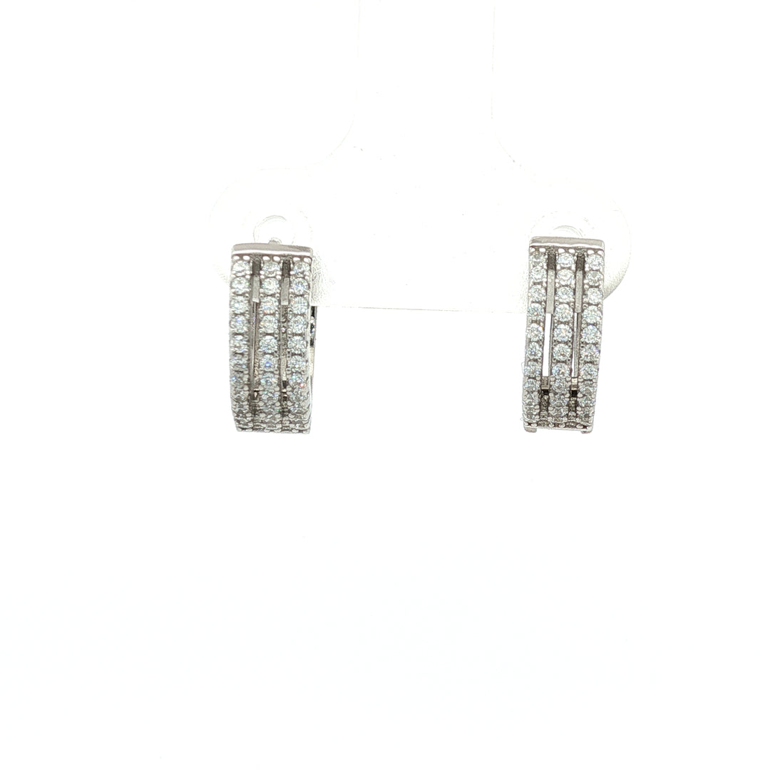 925 Sterling Silver Diamond-Style Drop Hoop Earrings