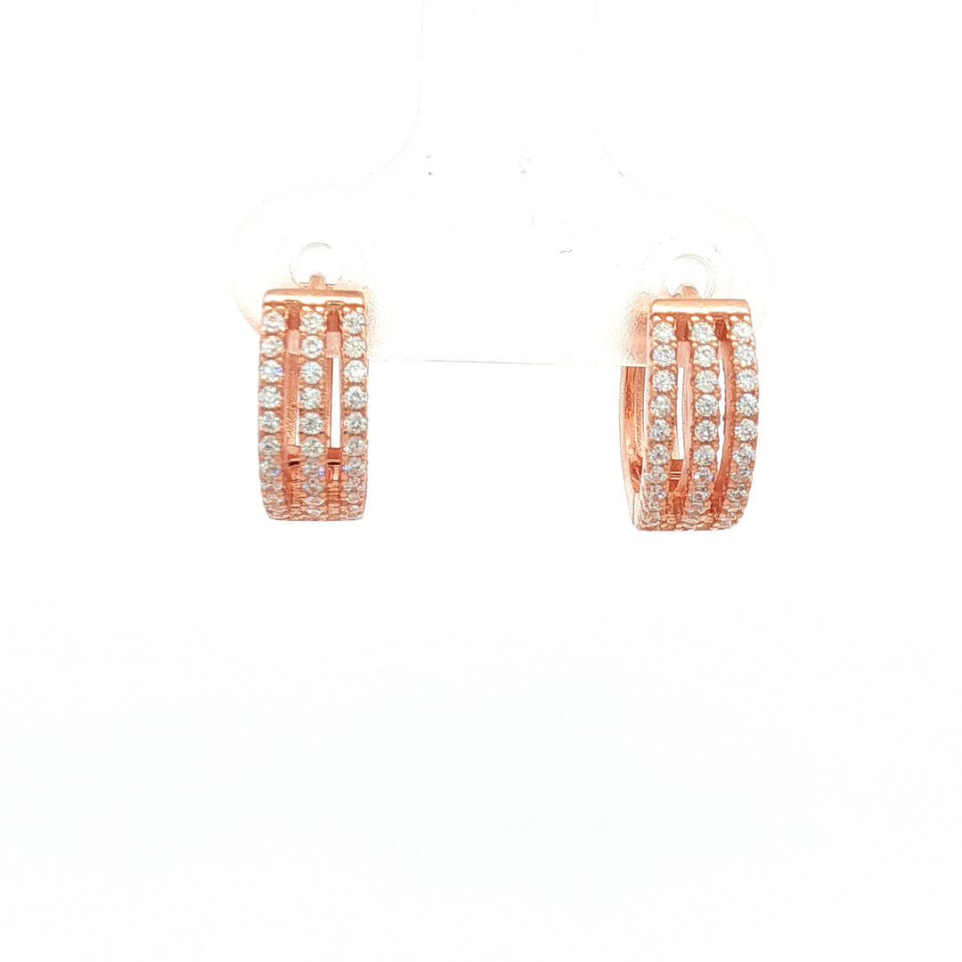 925 Sterling Silver Diamond-Style Drop Hoop Earrings