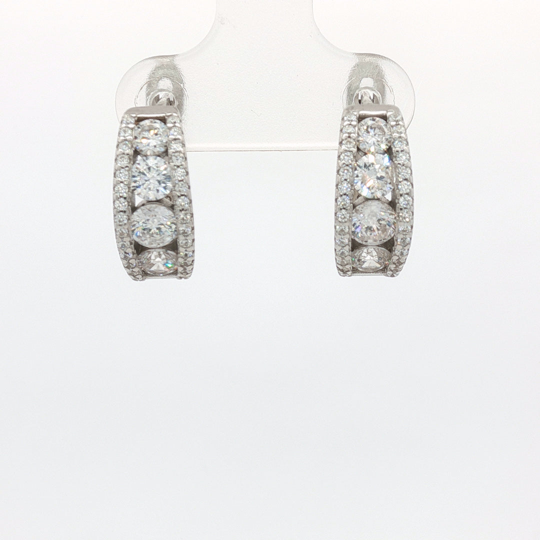 Trendy 925 Silver Hoop Earrings with Sparkling For Women