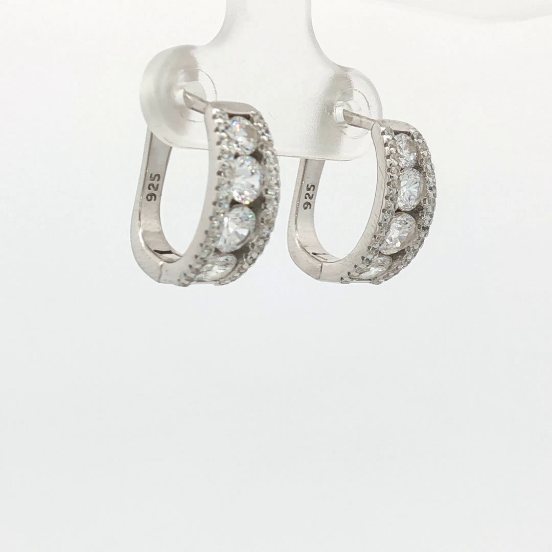 Trendy 925 Silver Hoop Earrings with Sparkling For Women