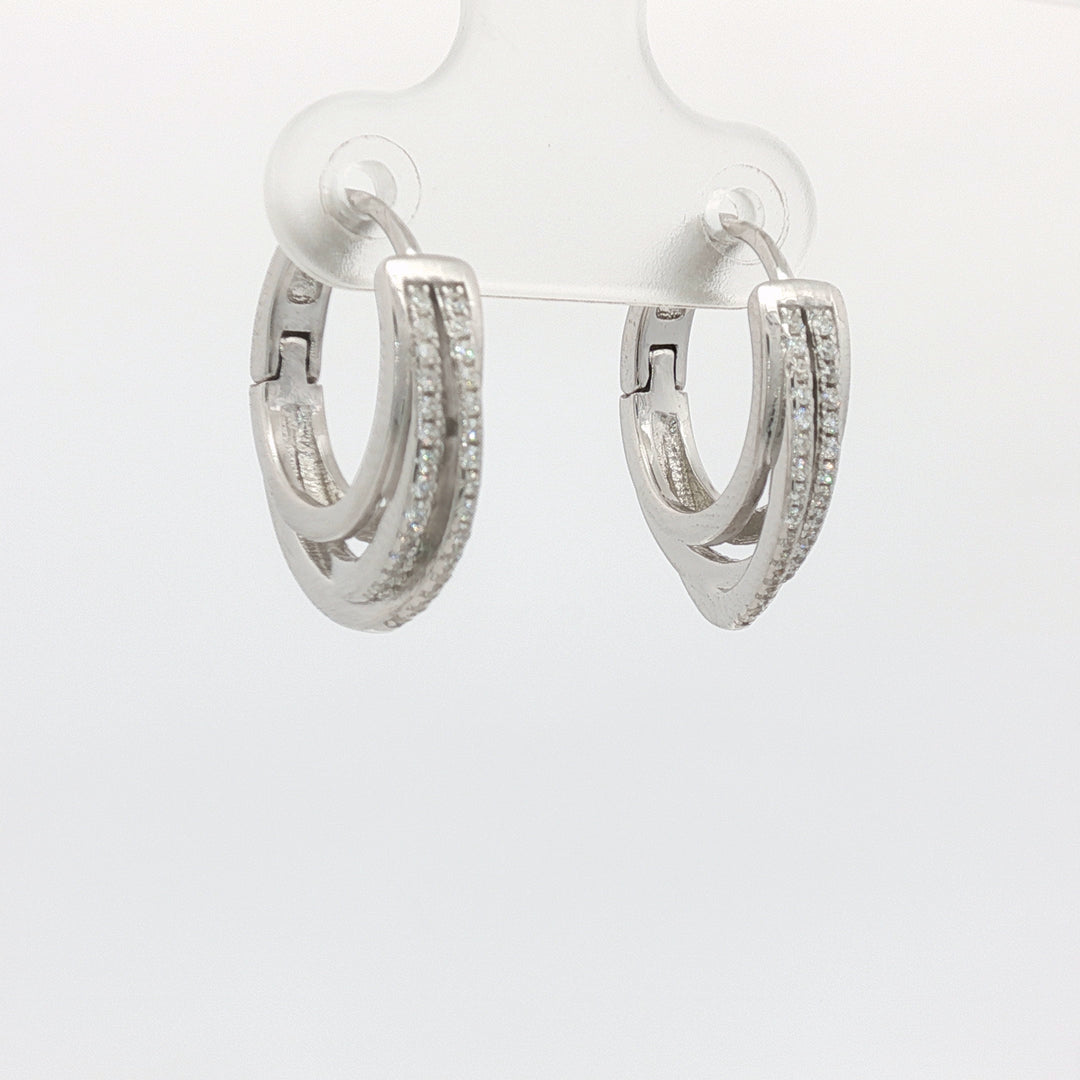 Trendy 925 Silver Hoop Earrings with Sparkling For Women