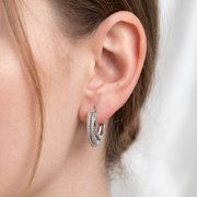 Trendy 925 Silver Hoop Earrings with Sparkling For Women