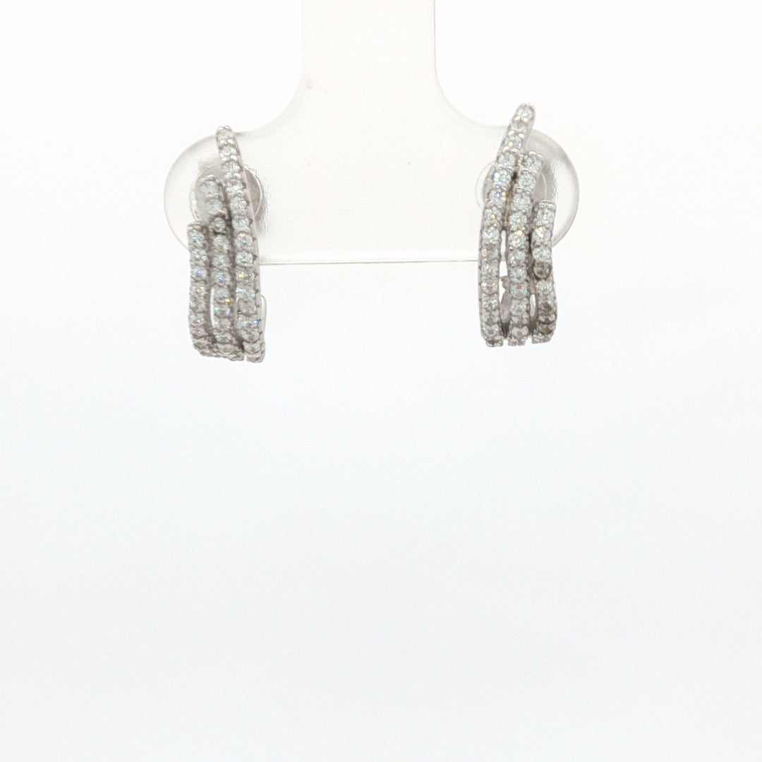Trendy 925 Silver Hoop Earrings with Sparkling For Women
