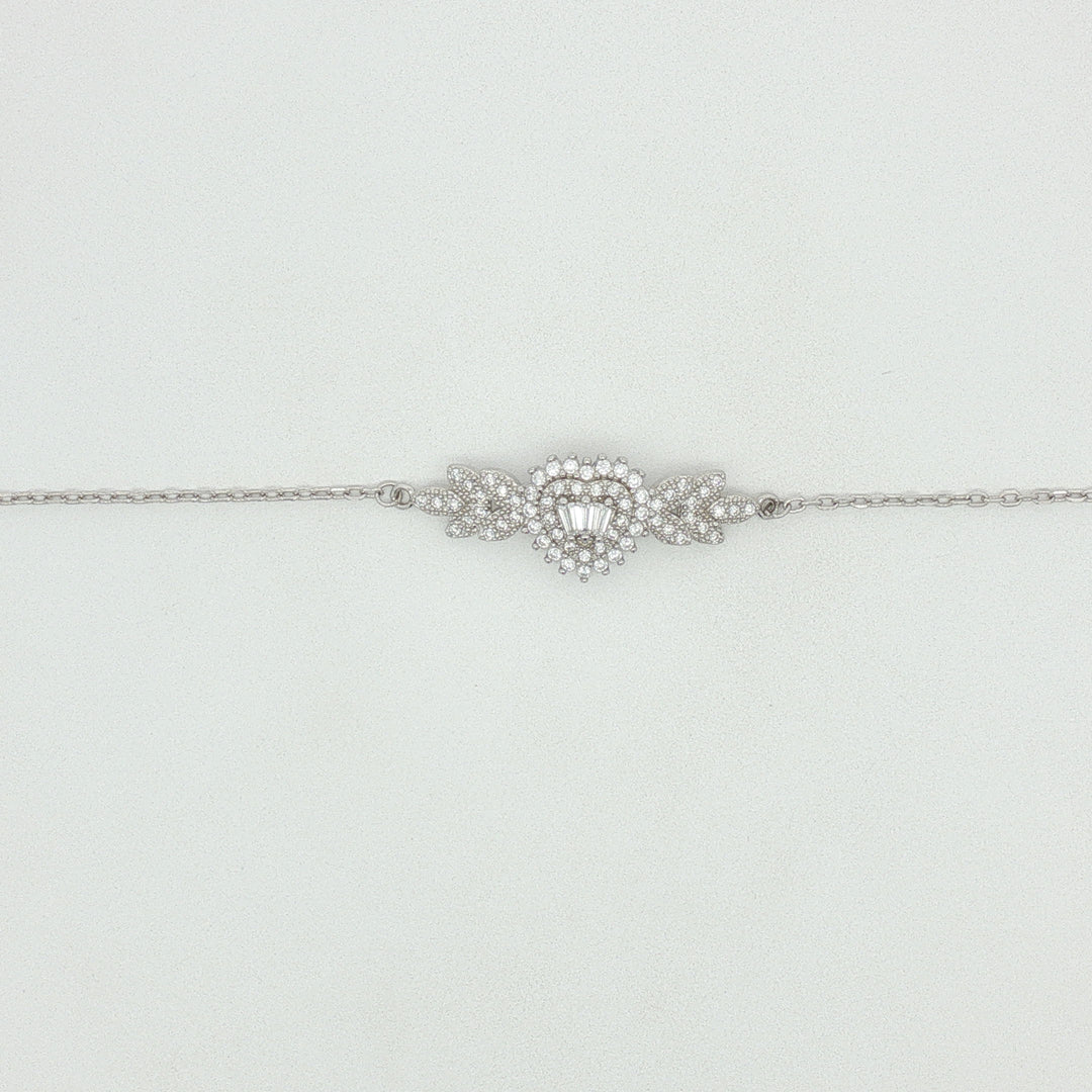 Heart Shape 925 Sterling Silver Bracelet With Adjustable Length