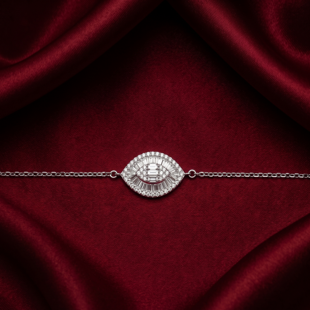 Marquise 925 Silver Bracelet Adjustable Length
