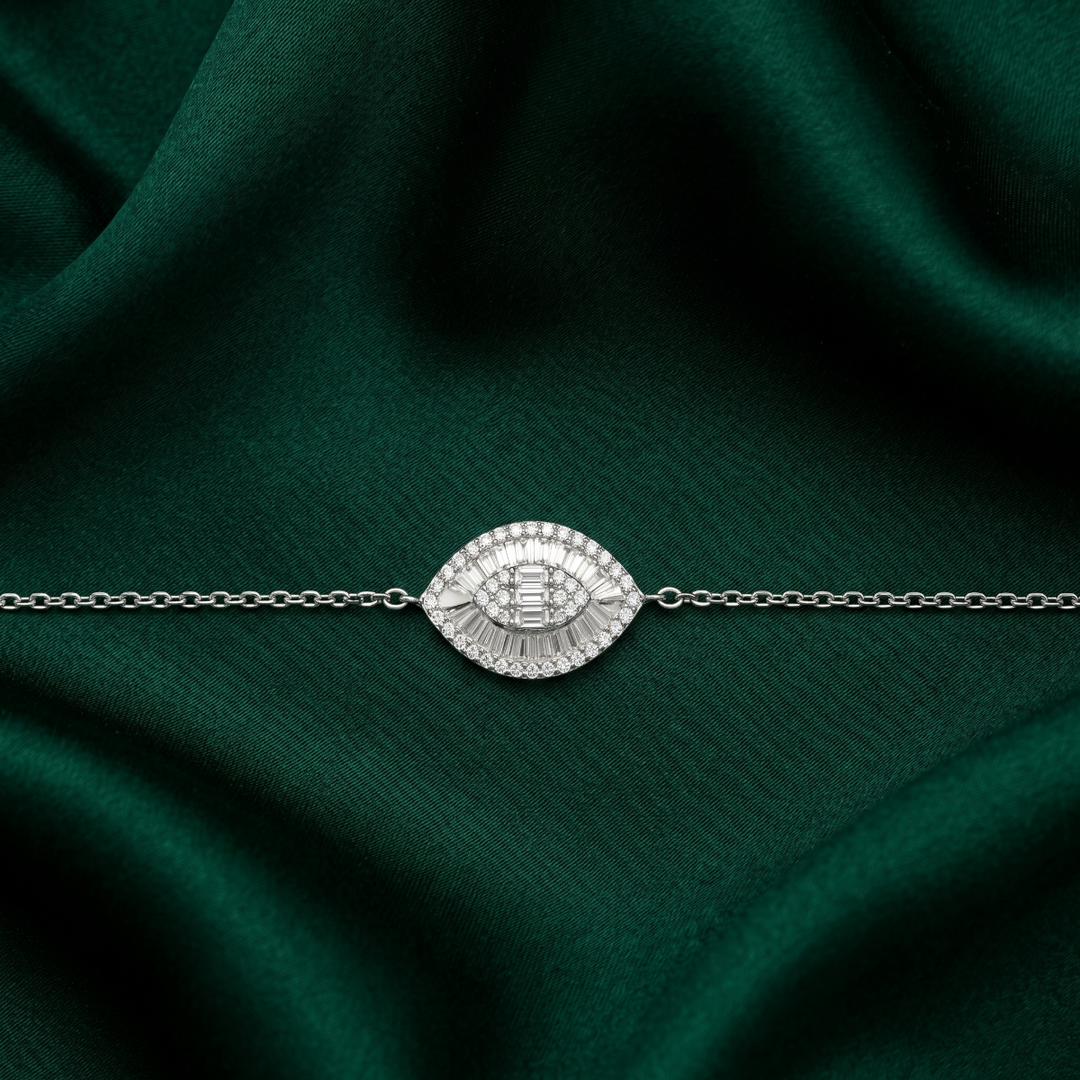 Marquise 925 Silver Bracelet Adjustable Length