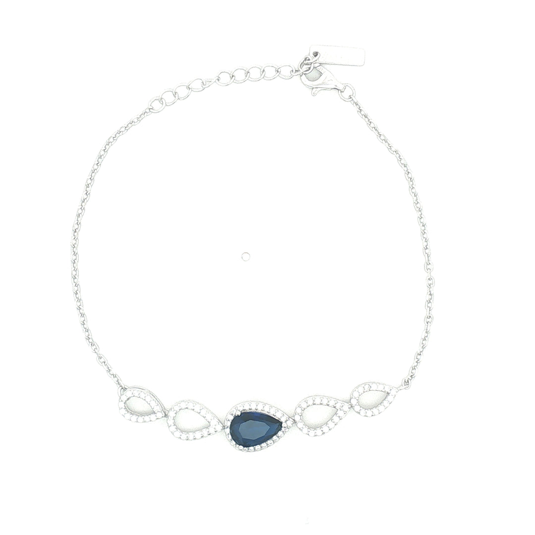 Elegant Pear-Shaped 925 Sterling Silver Adjustable Bracelet for Women 7 Inch