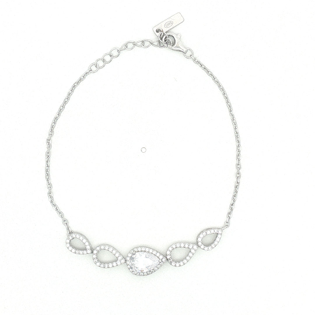 Elegant Pear-Shaped 925 Sterling Silver Adjustable Bracelet for Women 7 Inch