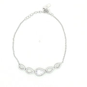 Elegant Pear-Shaped 925 Sterling Silver Adjustable Bracelet for Women 7 Inch